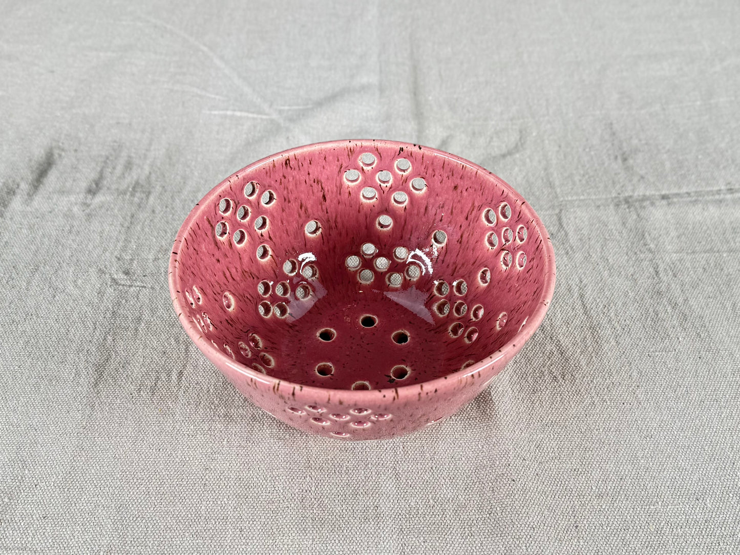 Large Berry Bowl / Colander, Pink Speckle