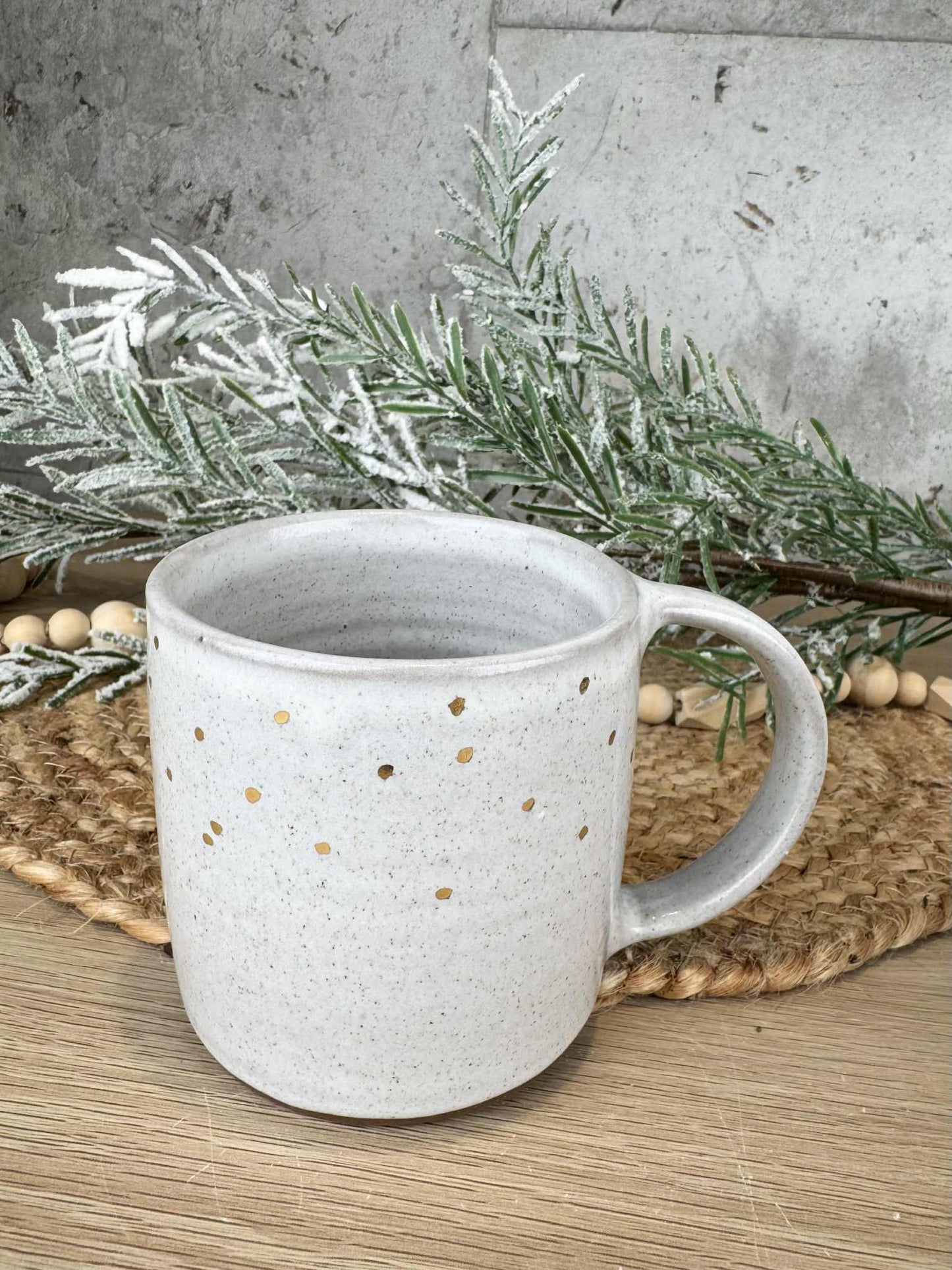 12oz White and Gold Holiday Mug