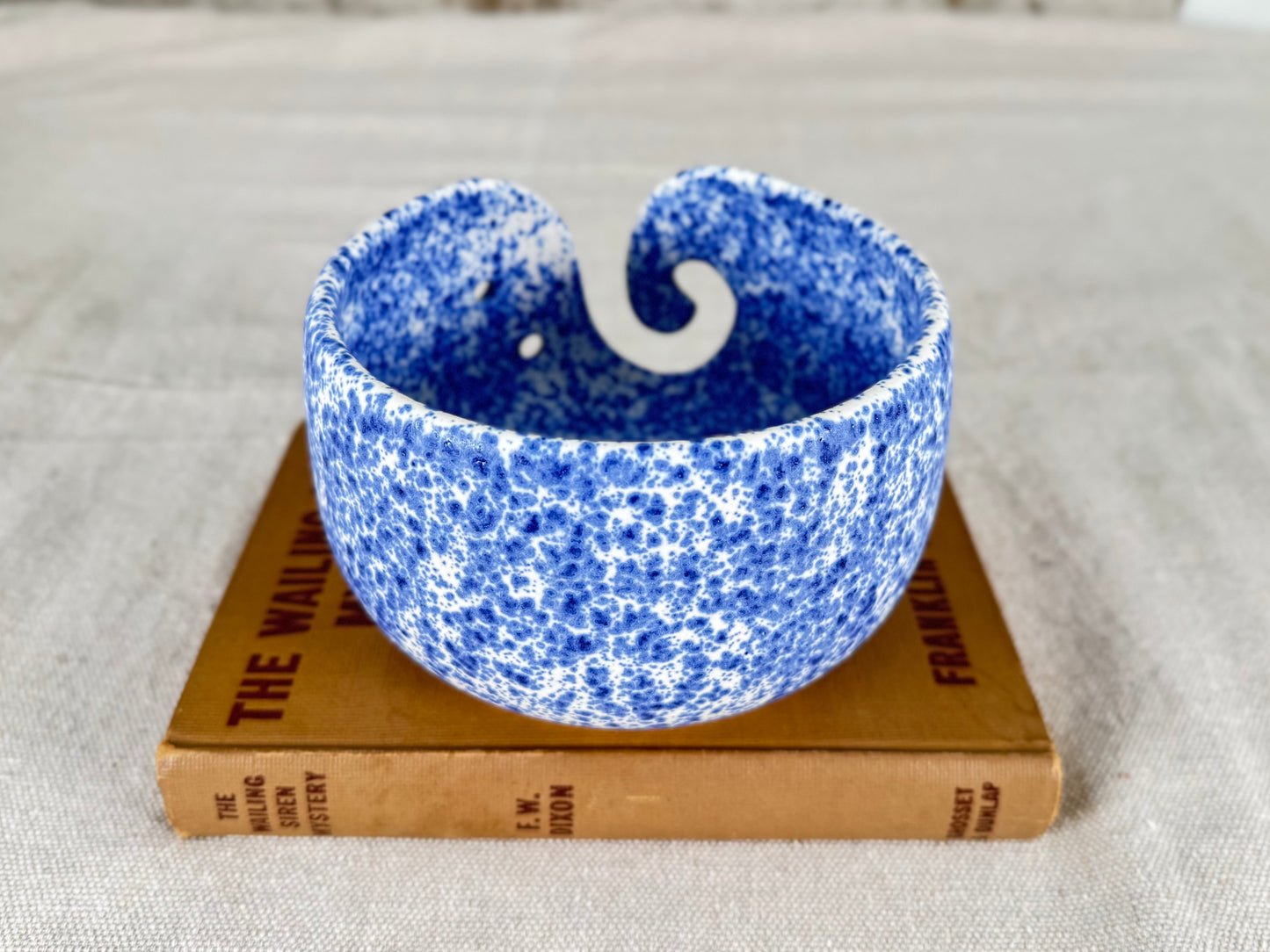 Yarn Bowl, Splatter Blue