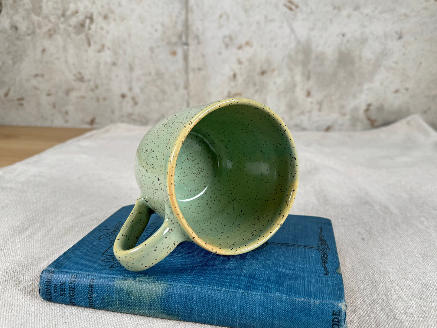 14 oz Coffee Mug, Sage Green Speckle