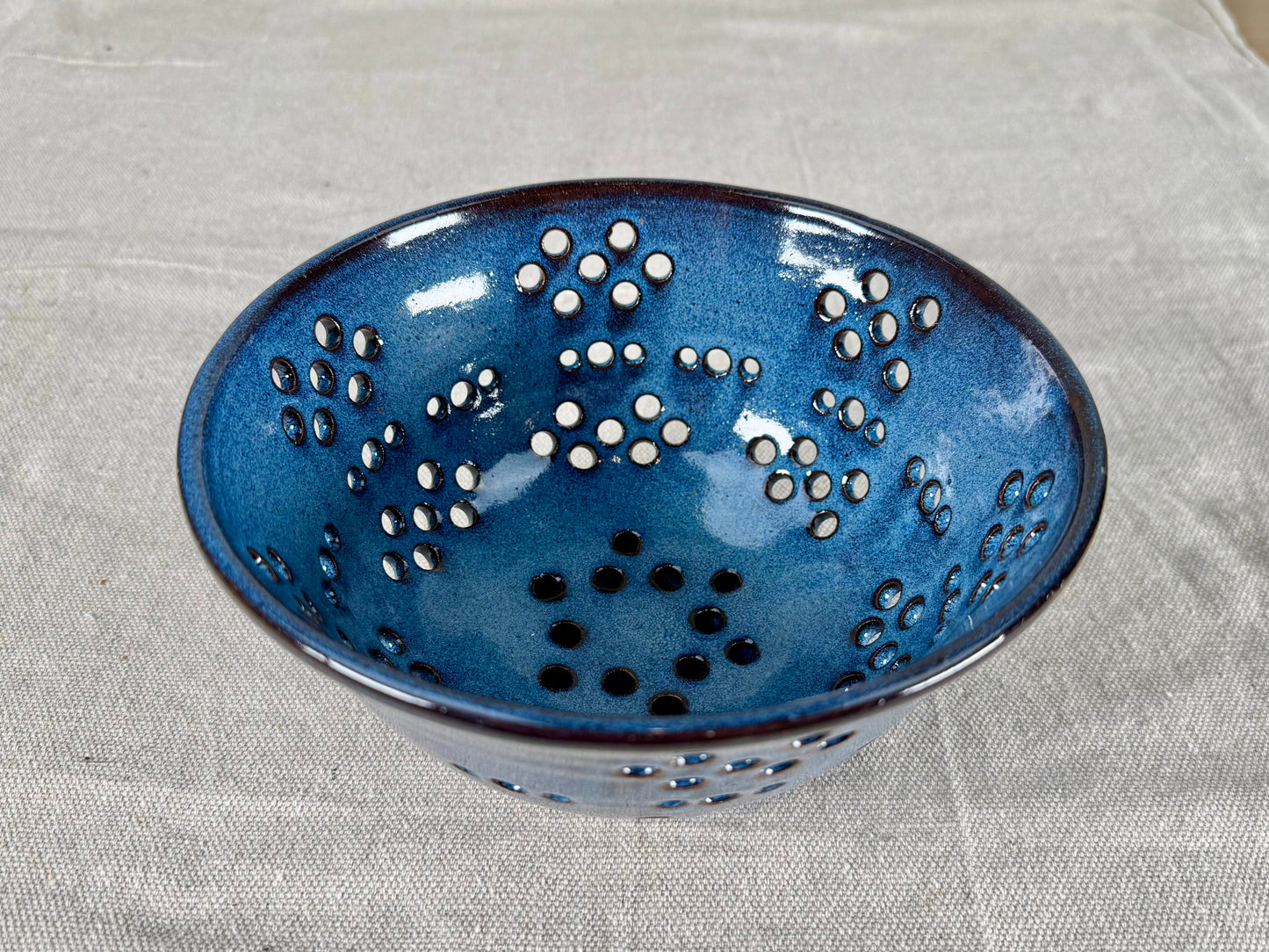 Large Berry Bowl / Colander, Indigo Blue