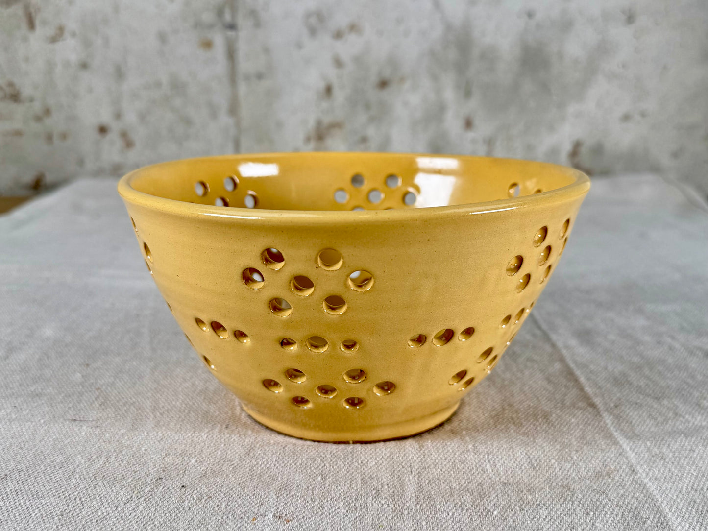 Large Berry Bowl / Colander, Yellow