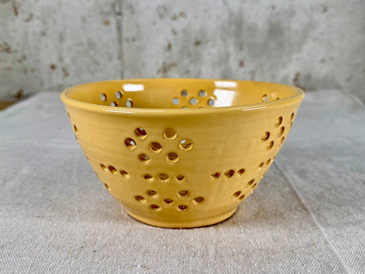 Large Berry Bowl / Colander, Yellow