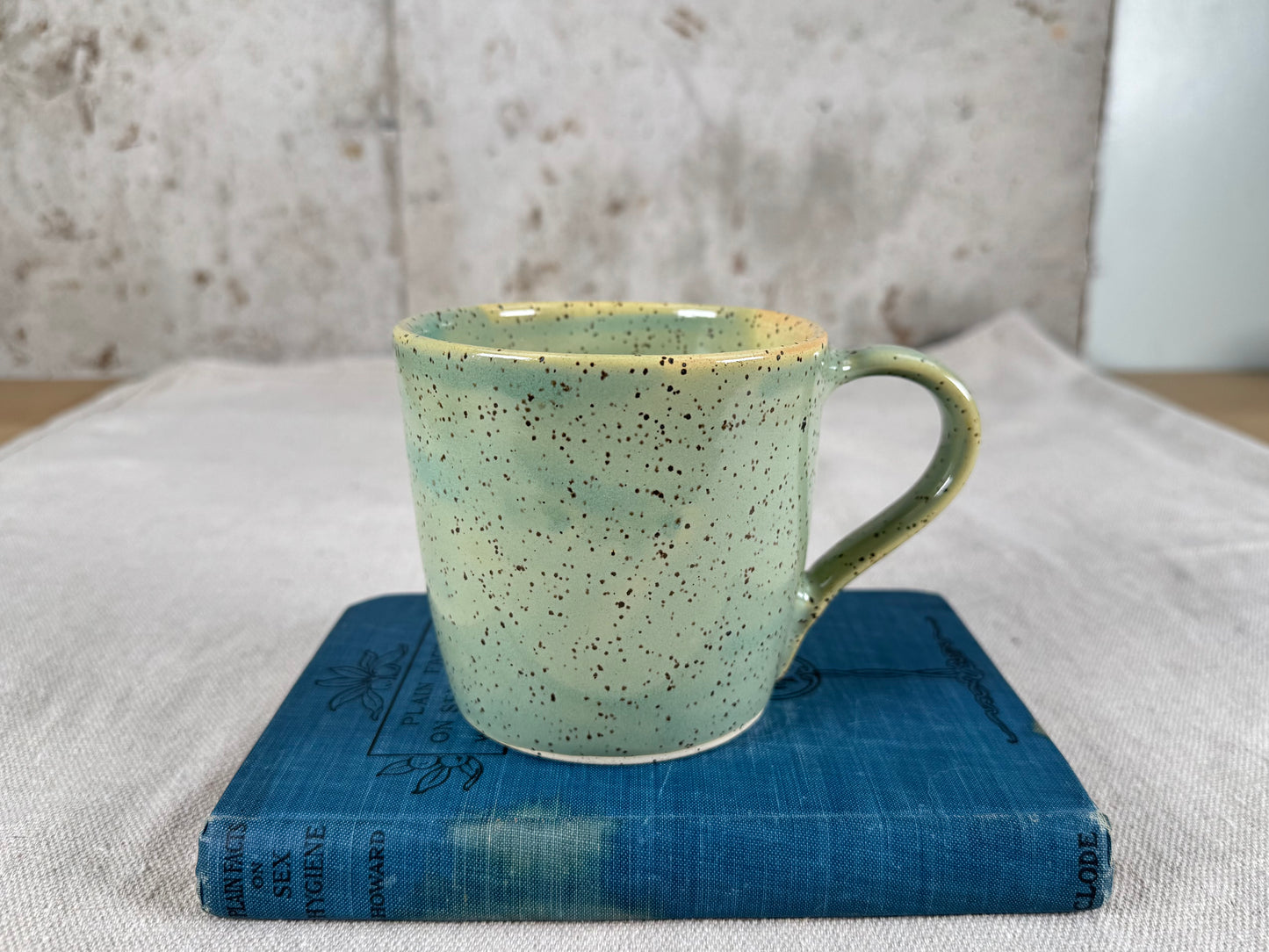 14 oz Coffee Mug, Sage Green Speckle