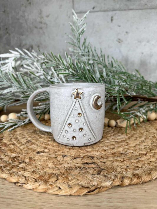 12oz White and Gold Holiday Mug