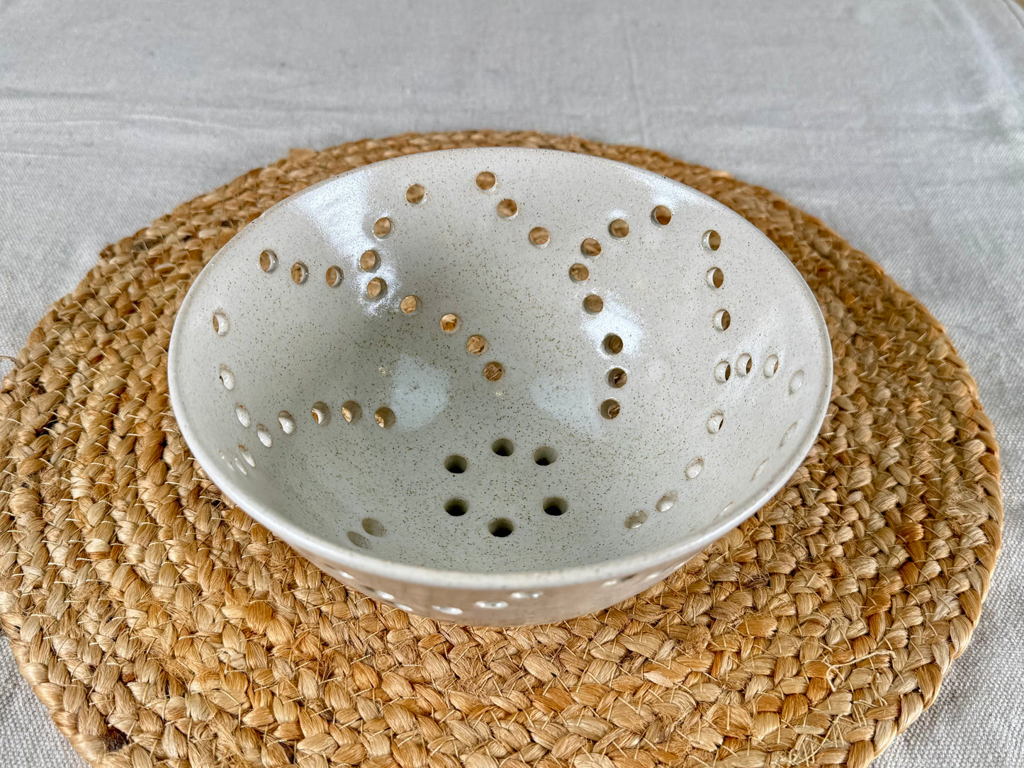 Large Berry Bowl / Colander, Eggshell White