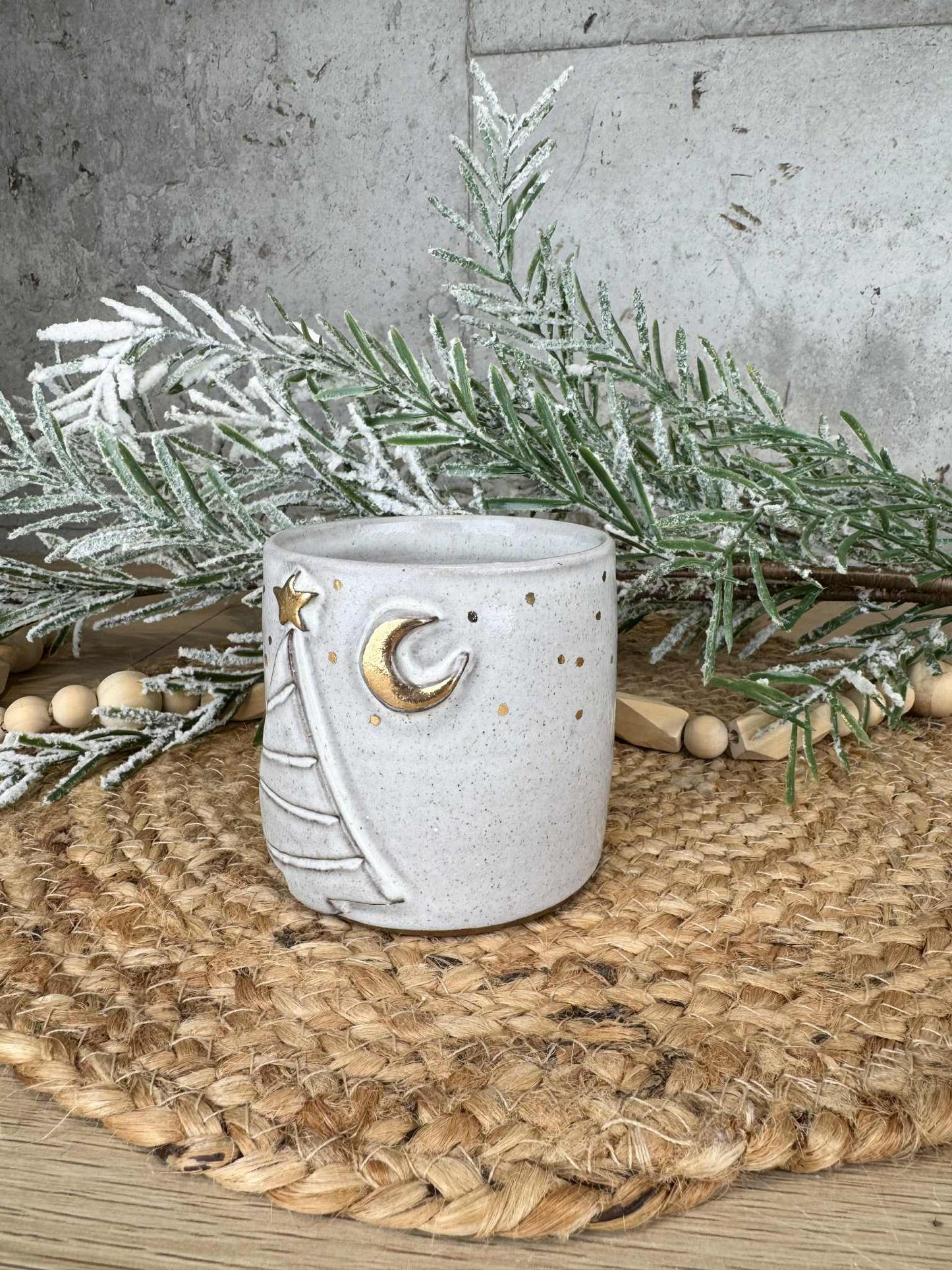 12oz White and Gold Holiday Mug