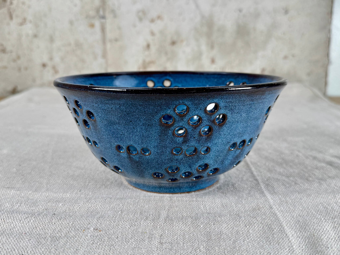 Large Berry Bowl / Colander, Indigo Blue