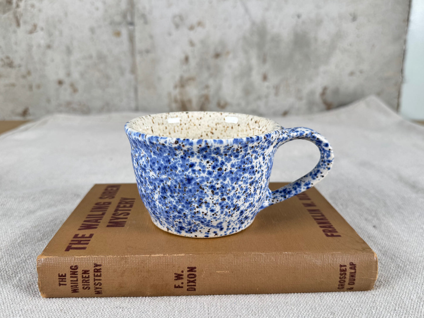 Blue & White Splatter 8 oz Tea Cup