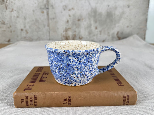 Blue & White Splatter 8 oz Tea Cup