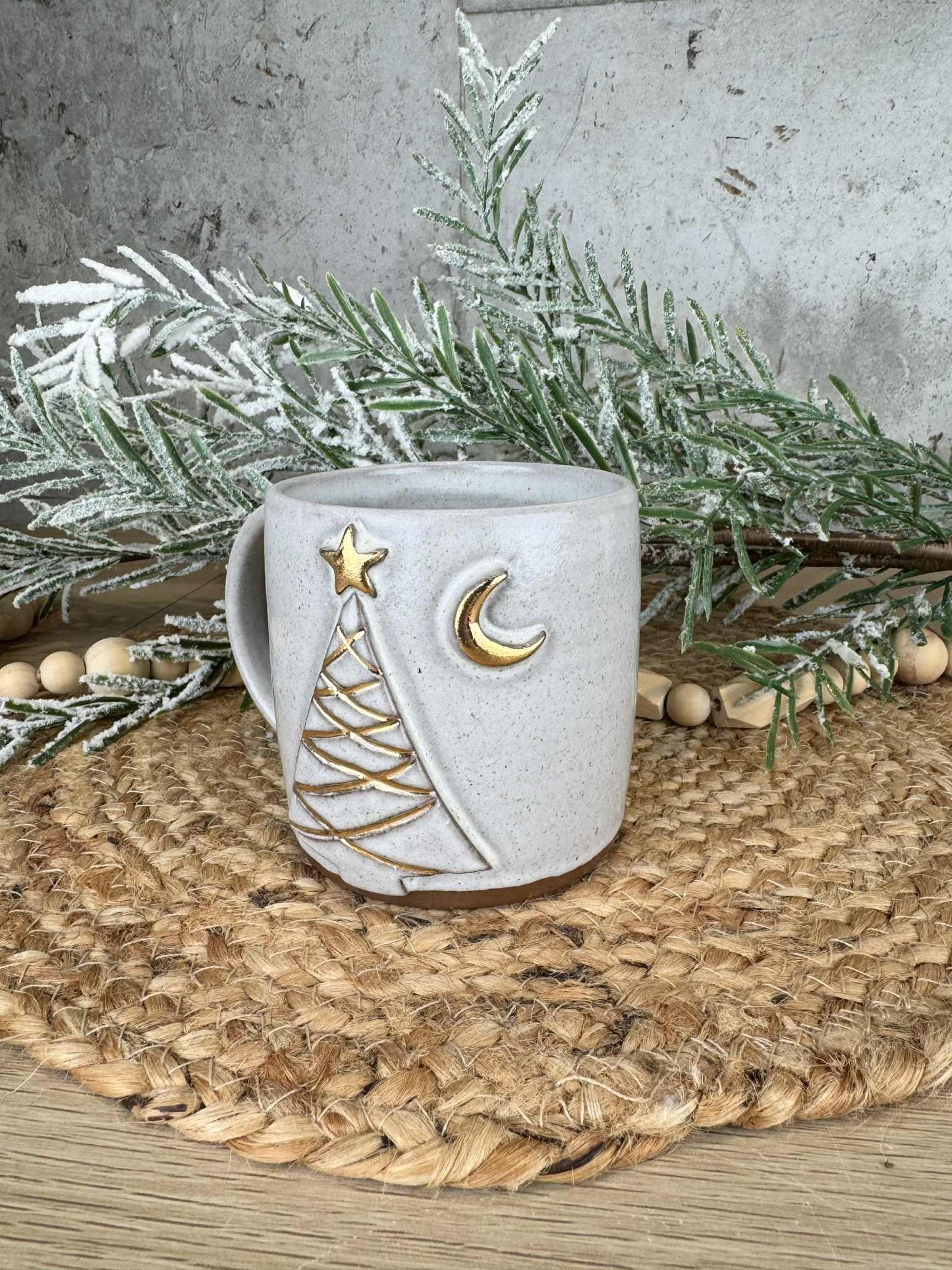 12oz White and Gold Holiday Mug