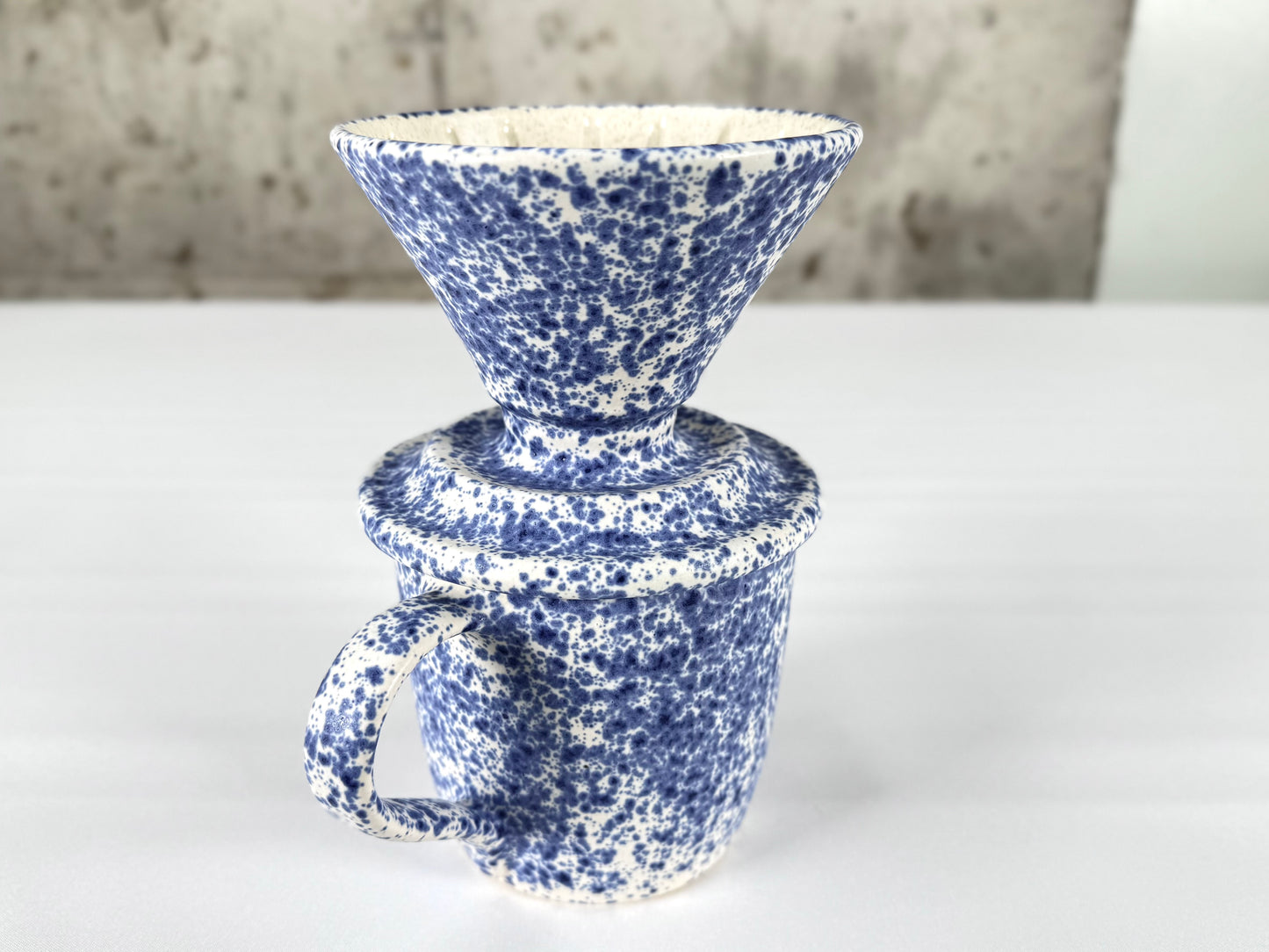 Blue & White Splatter 14oz Pour Over Set