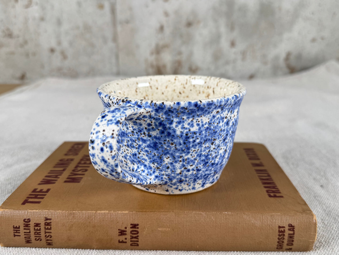 Blue & White Splatter 8 oz Tea Cup