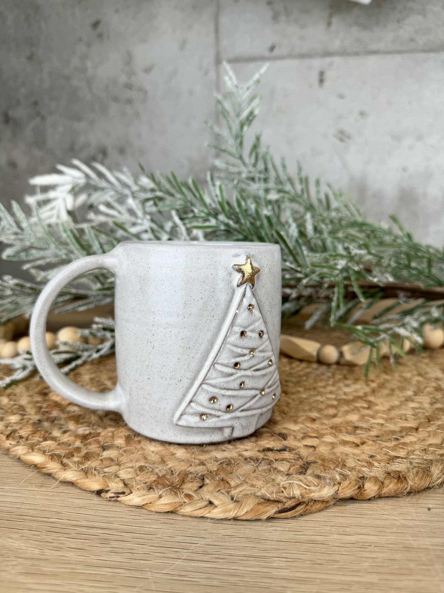 12oz White and Gold Holiday Mug