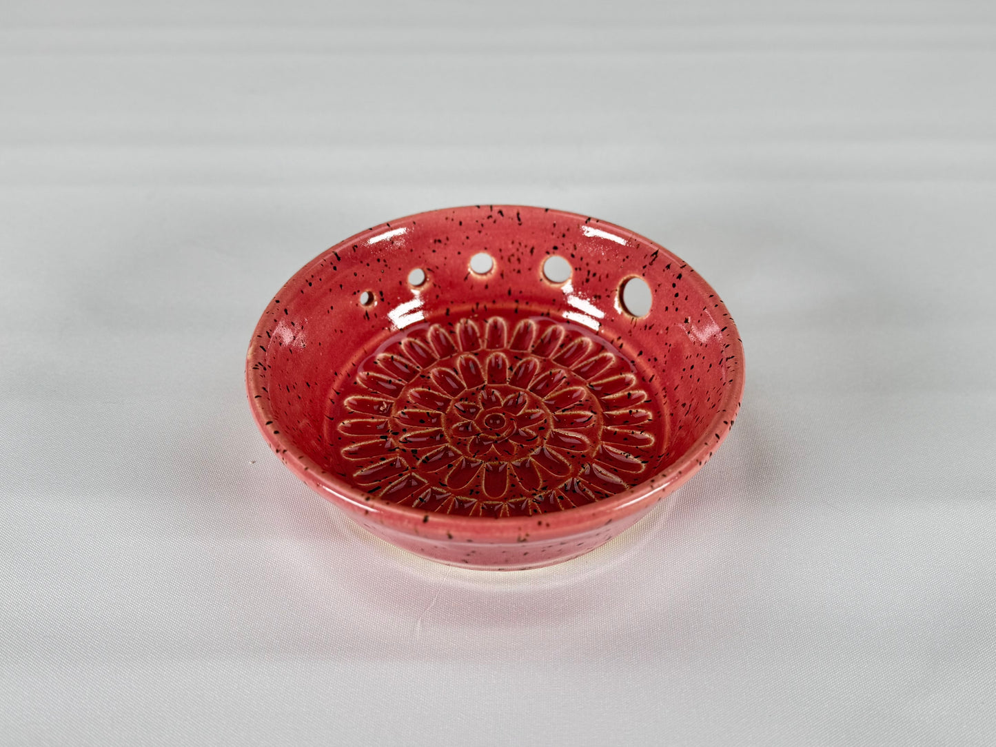 Dusty Rose Ceramic Herb Stripper and Garlic Dish