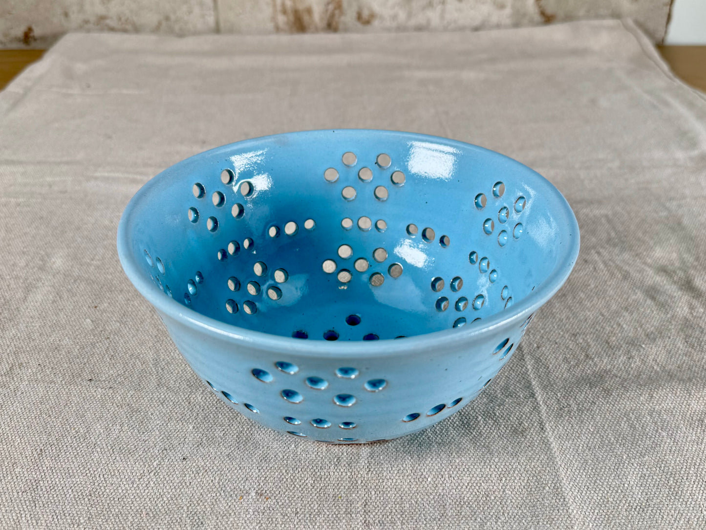 Large Berry Bowl / Colander, Robin Egg Blue