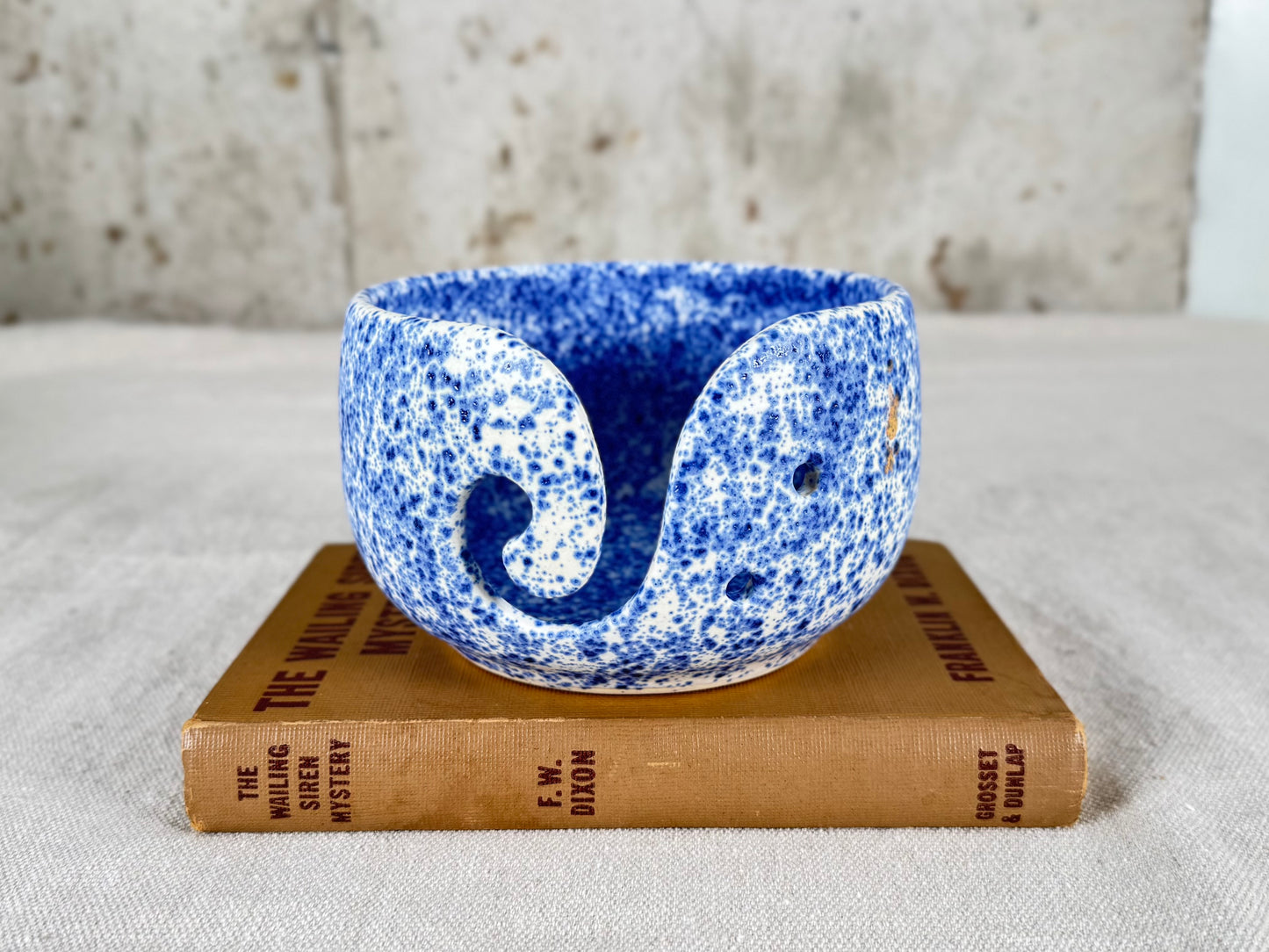 Yarn Bowl, Splatter Blue