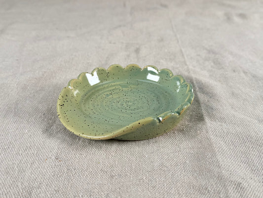 Sage Green Speckle Ceramic Spoon Rest