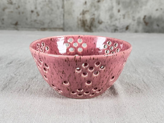 Large Berry Bowl / Colander, Pink Speckle