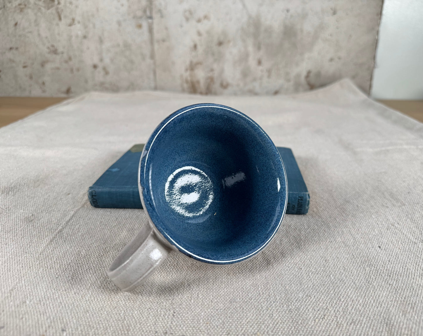 Eggshell White and Blue 8 oz Tea Cup