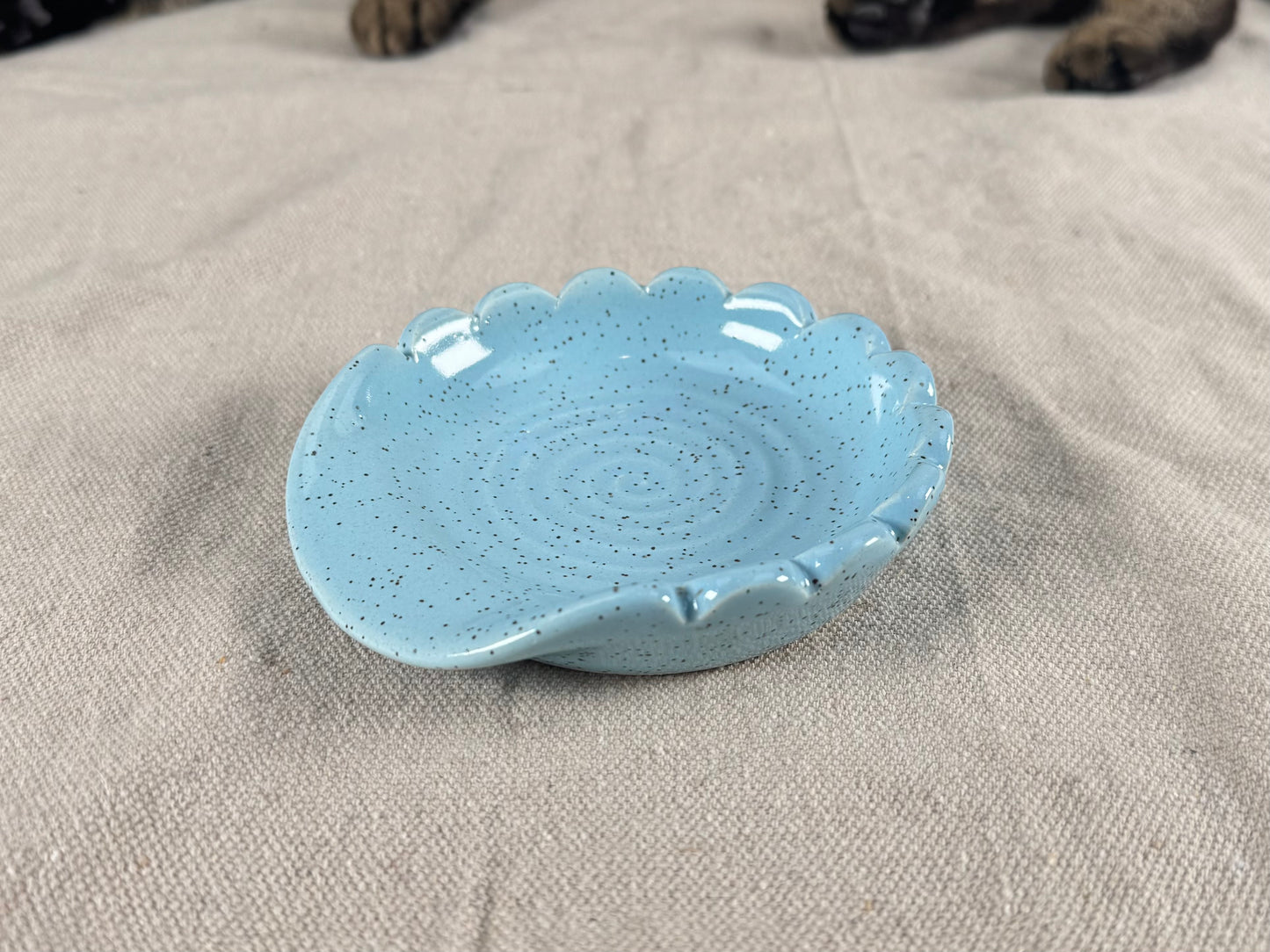Robin Egg Blue Speckle Ceramic Spoon Rest
