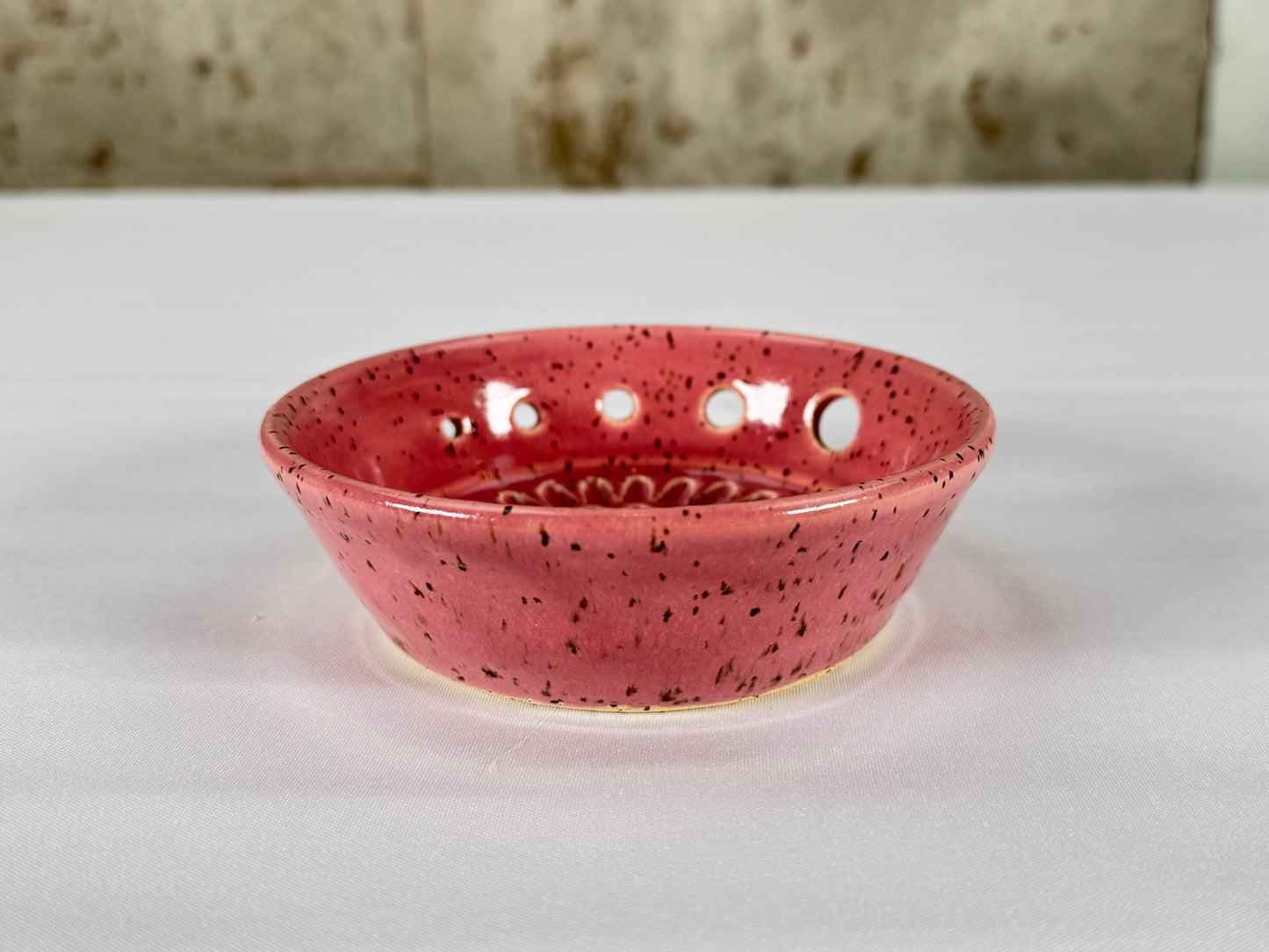 Dusty Rose Ceramic Herb Stripper and Garlic Dish