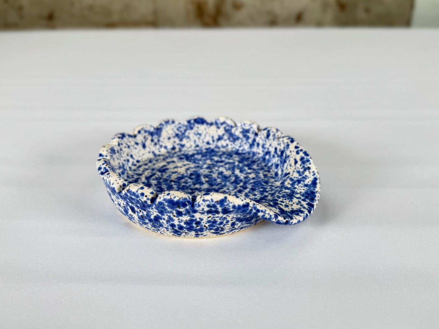 Blue & White Splatter Ceramic Spoon Rest