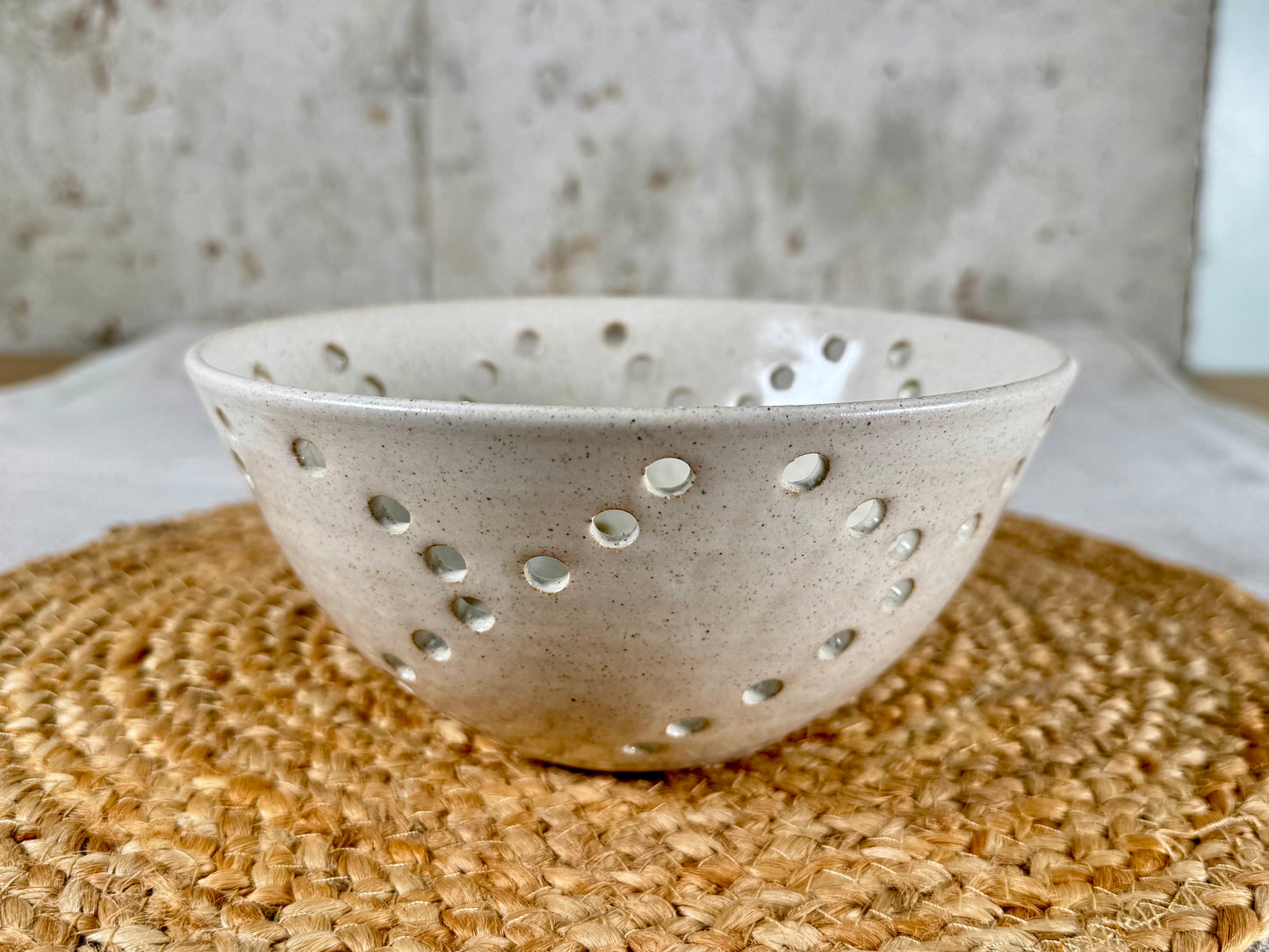 Large Berry Bowl / Colander, Eggshell White